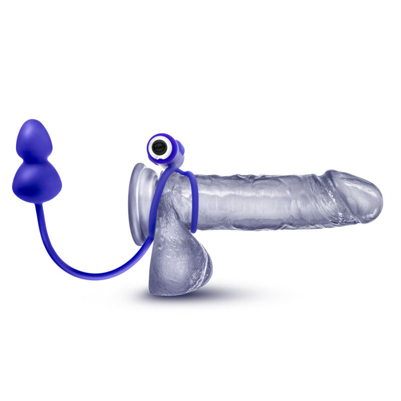 Performance Penetrator Anal Plug W/vibrating   Rings - Indigo