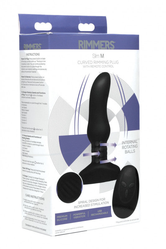 Slim M Curved Rimming Plug With Remote Control