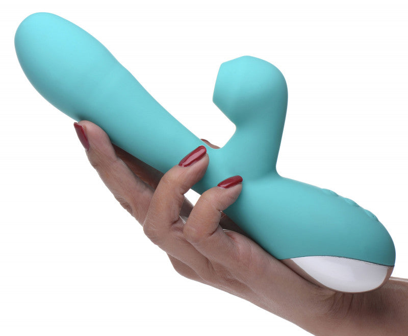 Shegasm 5 Star 7x Suction Come- Hither Silicone  Rabbit - Teal