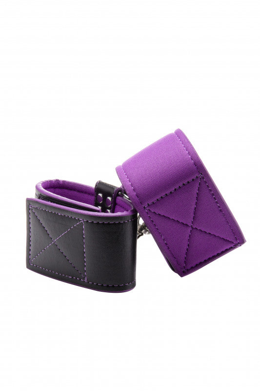 Reversible Ankle Cuffs Premium Bonded Leather and  Neoprene - Purple