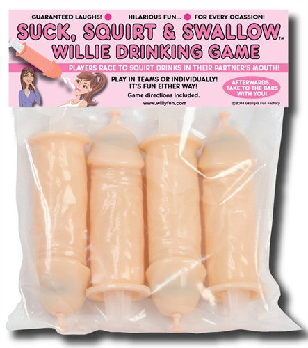 Suck Squirt and Swallow Willie Drinking Game - 4 Pack