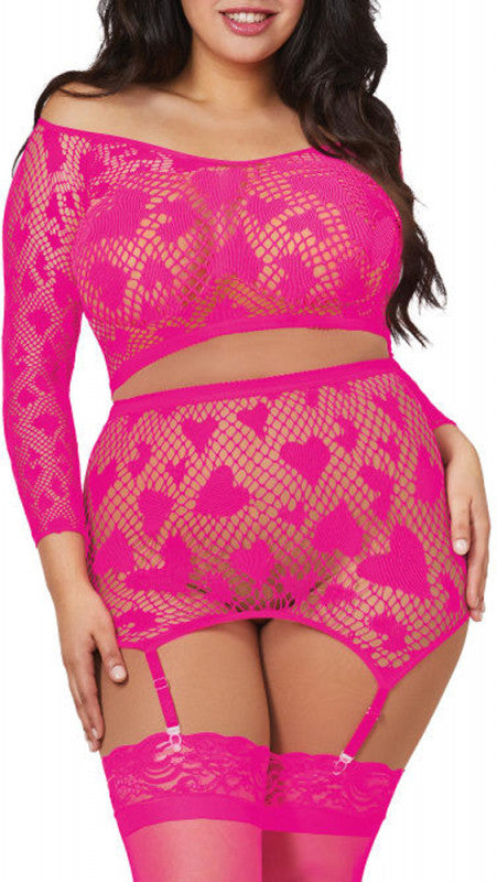 Crop Top and Garter Belt Hot Pink