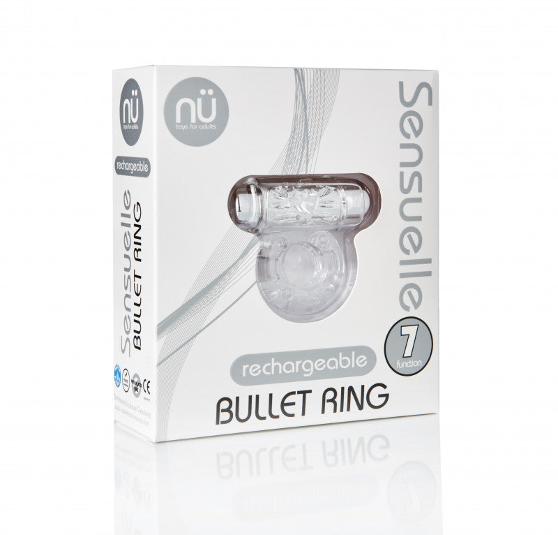 Sensuelle 7 Function Rechargeable Bullet Ring -  Clear