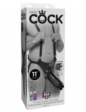 Kc 11" Two s One Hole Hollow Strap-on  Suspender System - Black