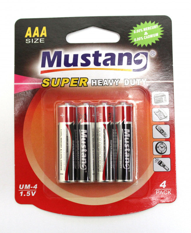 Mustang Batteries AAA 4 Pack - Super Heavy Duty