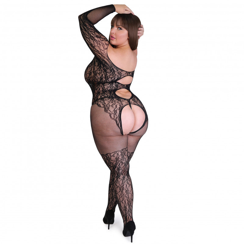 Fifty Shades of Grey Captivate Lace Spanking Bodystocking - Curve Size - Black