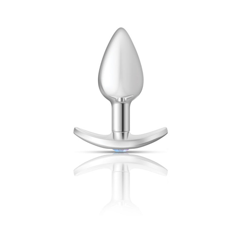 Cheeky Charms - Silver Metal Butt Plug Kit - Clear/ Teal