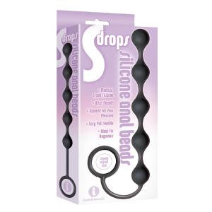 The 9&#39;s S-Drops Silicone Anal Beads - Black