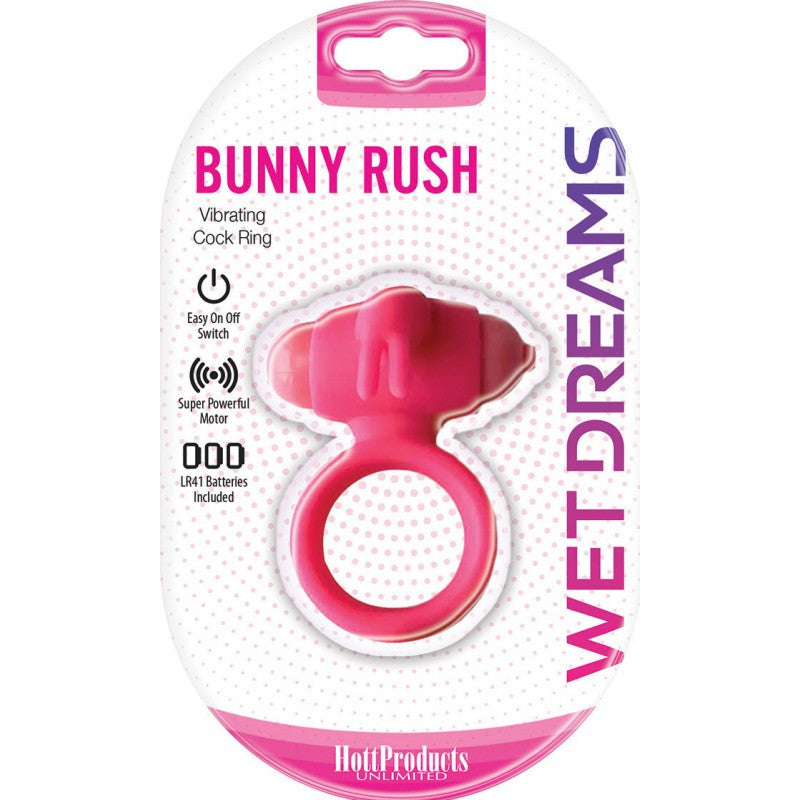 Wet Dreams - Bunny Rush Cock Ring Rabit Ears With  Turbo Motor - Pink