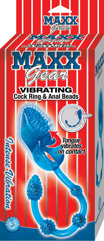 Maxx Gear Vibrating  Ring & Anal Beads - Blue