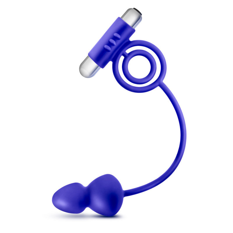 Performance Penetrator Anal Plug W/vibrating   Rings - Indigo