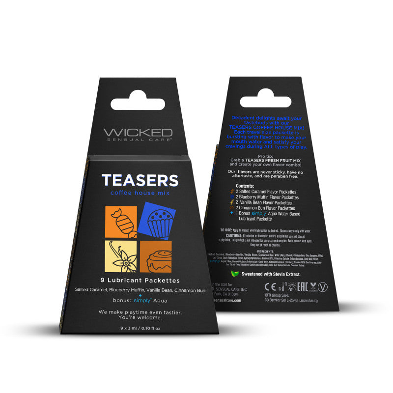 Teasers Coffee House Mix -  9 Lubricant Packettes - 2 Each