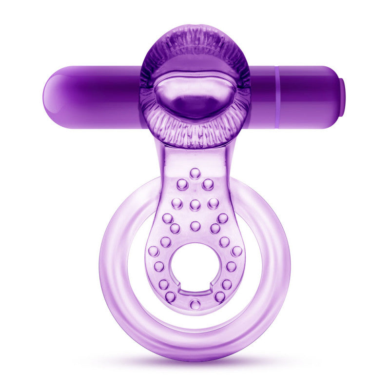 Lick It - Vibrating Double Strap  Ring - Purple