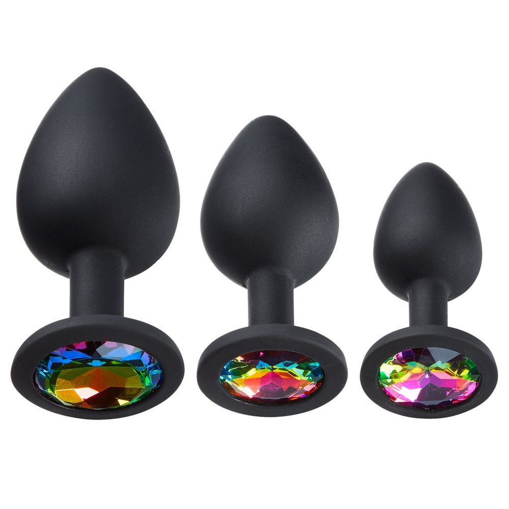 Cloud 9 Novelties Gems Silicone Anal Plug - Includes Small, Med &amp; Large Size