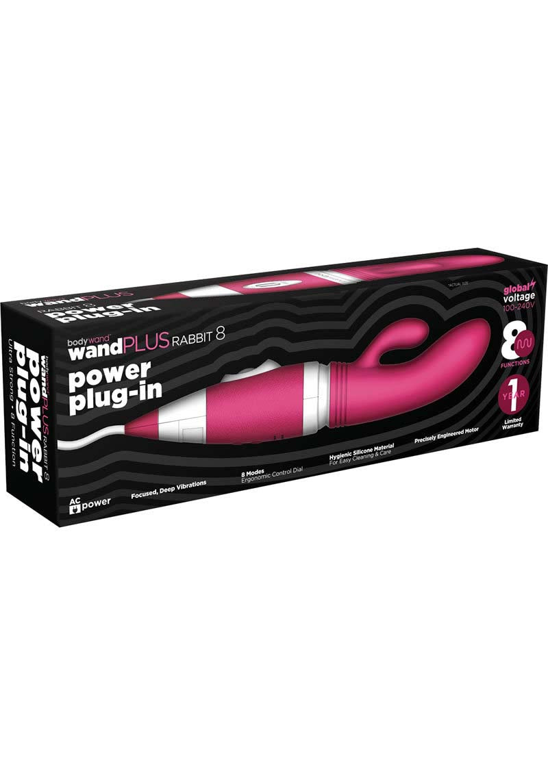 Bodywand Wand Plus  Rabbit 8 Power Plug-in Silicone Vibe - Pink