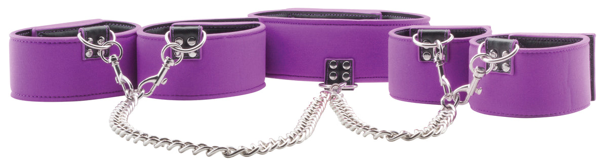 Reversible Collar With Wrist and Ankle Cuffs -  Purple